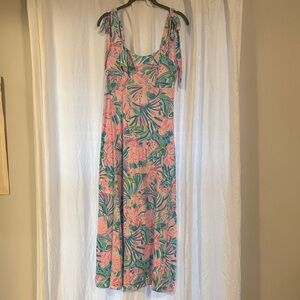 Lilly Pulitzer Pink and Green Floral Maxi Dress